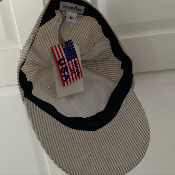 Steven Alan Baseball Cap Gray Seersucker Stripe Hat - Picture 3 of 4